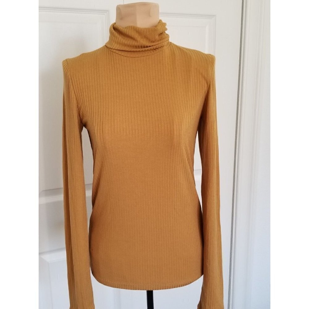 Madewell Long Sleeve Lightweight Ribbed Knit Turtleneck Style AE028 Toffee Sz S